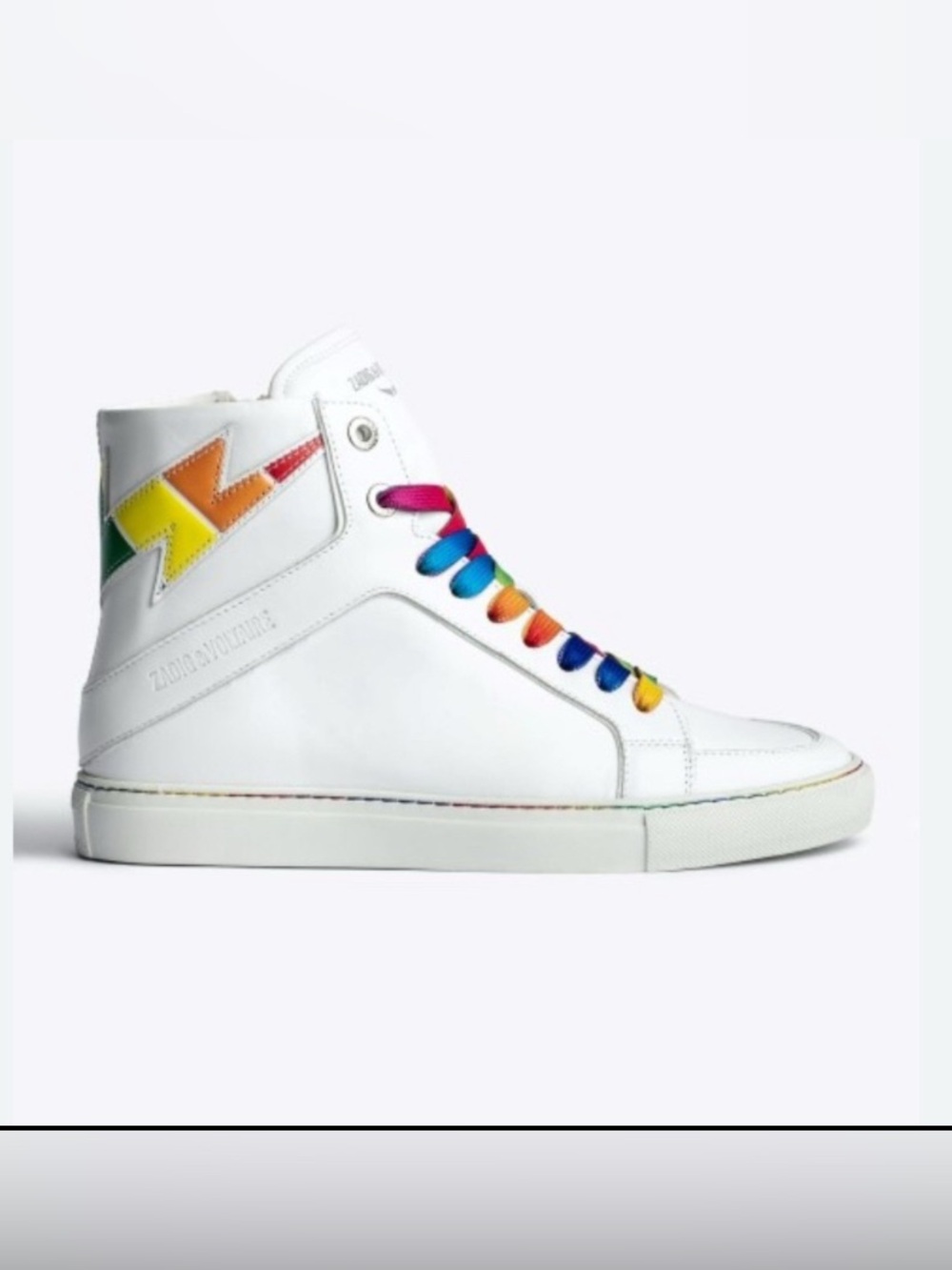 🆕 ZADIG & VOLTAIRE - ZV1747 Flash Pride High-Top Sneakers w Rainbow Laces